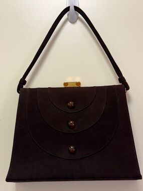 Rare Vintage brown suede box shaped purse by George Morris